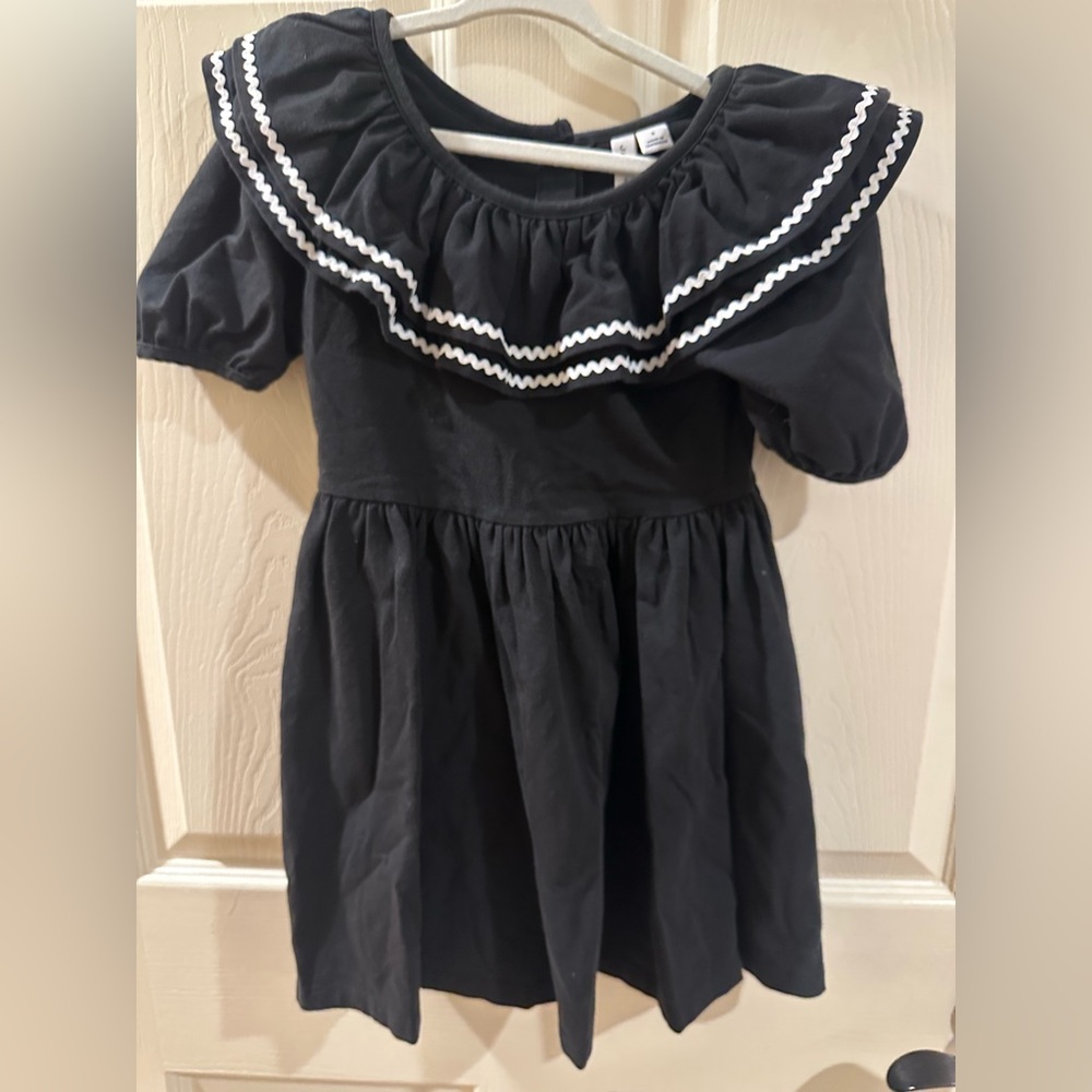 Janie and Jack Black Dress with White Trim